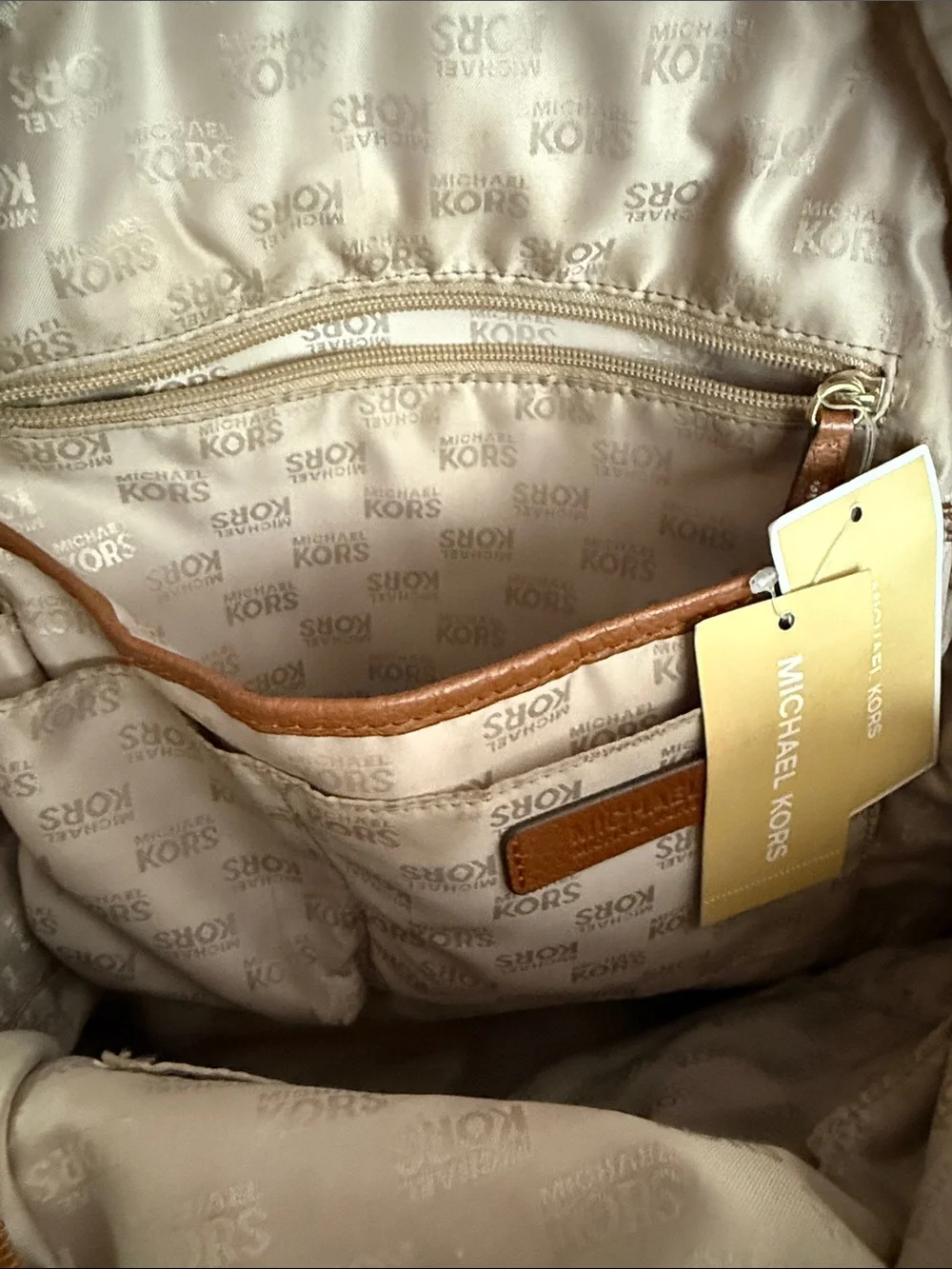 Michael Kors Brown Leather Backpack with Gold Hardware